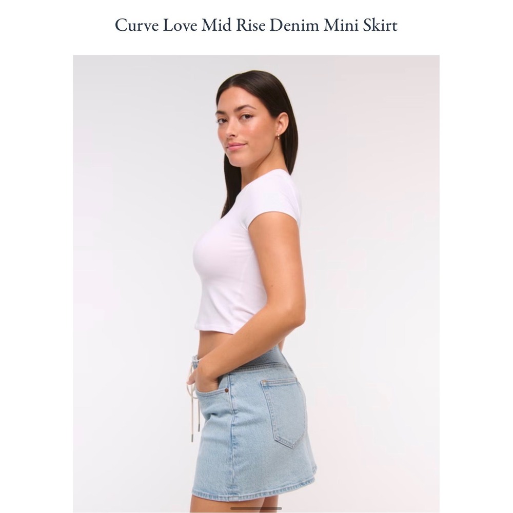 🖤Abercrombie & Fitch 🤑🖤🚨Curve Love Mid Rise Denim‎ Mini Skirt Size-27NEW$70 - Picture 3 of 9